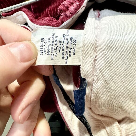 VINEYARD VINES Pants Mens Size 33X29 Wine Red Corduroy Mid Rise Straight Leg - Picture 6 of 7